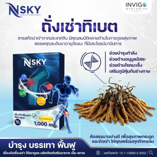 NSky เอ็นสกาย ถั่งเช่า ทิเบต บรรเทาฟื้นฟูอาการปวดเข่า อาหารเสริมบำรุงกระดูกและข้อ 6